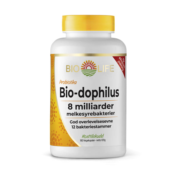 Bio Life Bio-Dophilus 180 kpsl Økopk. - Aktive melkesyrebakterier for tarmen.