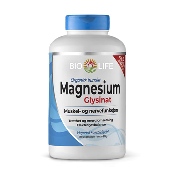 Bio Life Magnesium Glysinat økopk. 240 kpsl